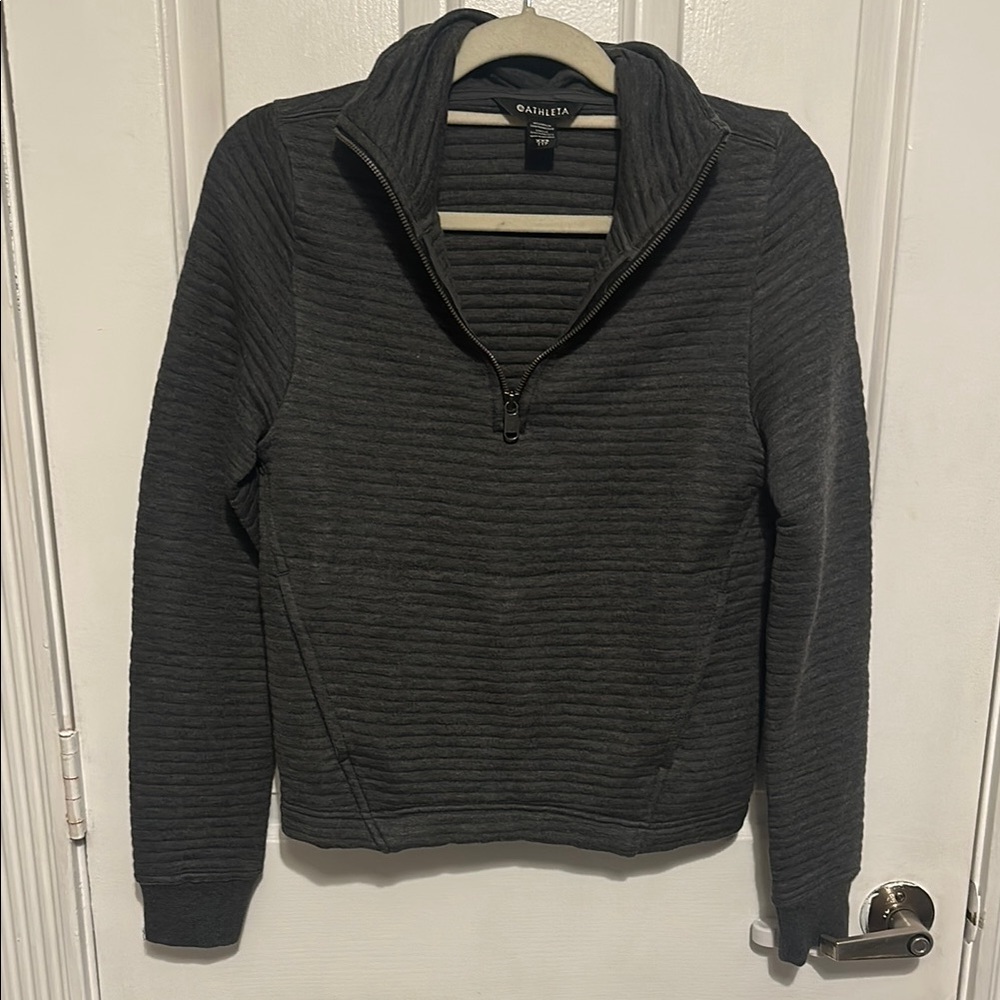 Athleta Dark Grey Quarter Zip Up Sweater